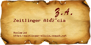 Zeitlinger Alícia névjegykártya